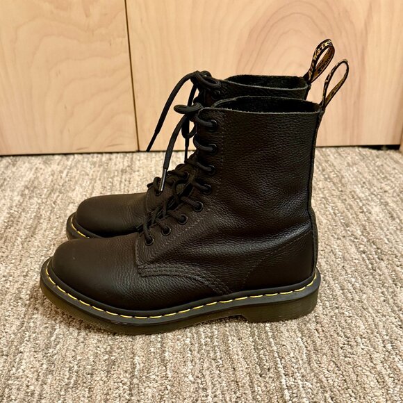 Black Dr. Martens Leather Combat Boots - Picture 2 of 6